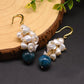 Baroque Freshwater Pearl blue Crystal Earrings