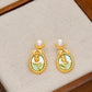 French Medieval Style Tulip Palace Oval Pearl Earrings