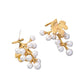 925 Silver Needle Copper Plated Real Gold Pearl Grape Earrings