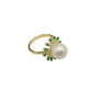 925 Silver Natural Freshwater Pearl Flower Ring, Adjustable