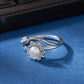 925 Sterling Silver Anemone Freshwater Pearl Ring,Adjustable