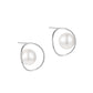 925 Sterling Silver K Gold Plated Hollow Ring Freshwater Bead Earrings