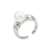 925 Silver Crystal Pearl Ring,Adjustable