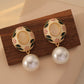 French New Enamel Color Drop Oil Pearl Earrings