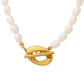 Baroque Oval Freshwater Pearl OT Buckle Pendant Necklace