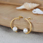 925 Sterling Silver Natural Baroque Pearl Semicircular Earrings