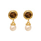 Tiger Eye Stone Retro Pearl Earrings