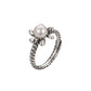 925 Silver Simple Freshwater Pearl Flower Ring,Adjustable