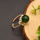 Retro Golden Sands Green Glass Opening Ring,Adjustable