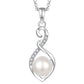 925 Sterling Silver Zircon Freshwater Pearl Pendant Necklace