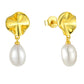 925 Silver Plated 18k Gold Baroque Pearl Earrings