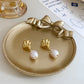 Original French Elegant Holiday Style Natural Freshwater Pearl Earrings