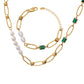 Freshwater Pearl Thick Chain Necklace and Bracelet Jewelry Sets