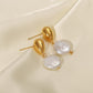 French Stainless Steel Natural Freshwater Pearl Earrings