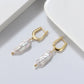 925 Sterling Silver Baroque Pipa Bead Earrings,4cm long