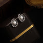 925 Silver Needle Silver Hollow Lotus Leaf Pearl Stud Earrings