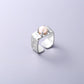 925 Sterling Silver Simple Square Pearl Ring, Adjustable