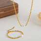 Oval Golden Peas Natural Freshwater Pearl Necklace Bracelet Jewelry Set