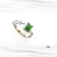 925 Sterling Silver Green Zirconium Pearl Ring, Adjustable