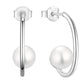 Retro 925 Sterling Silver Freshwater Pearl Earrings,2.2cm,gold&silver