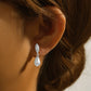 925 Sterling Silver Marquise Diamond Pearl Earrings