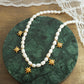 Eight-pointed Star Pendant Inlaid with Zircon Baroque Natural Freshwater Pearl Necklace