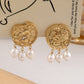 French Retro Lava Texture Natural Freshwater Pearl Earrings