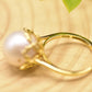 925 Sterling Silver Non-fading Natural Freshwater Pearl Ring,Adjustable