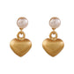 French Retro Natural Freshwater Pearl Brushed Love Earrings