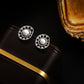 925 Silver Needle Silver Hollow Lotus Leaf Pearl Stud Earrings