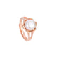 925 Sterling Silver Flower Inlaid with Natural Pearl Ring, Adjustable