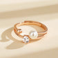 925 Sterling Silver Double-layer Zircon Pearl Ring, Adjustable