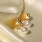 Titanium Plated 18K Gold Imitation Pearl  Irregular Earrings