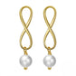 925 Sterling Silver Natural Baroque Pearl Infinite Symbol Earrings