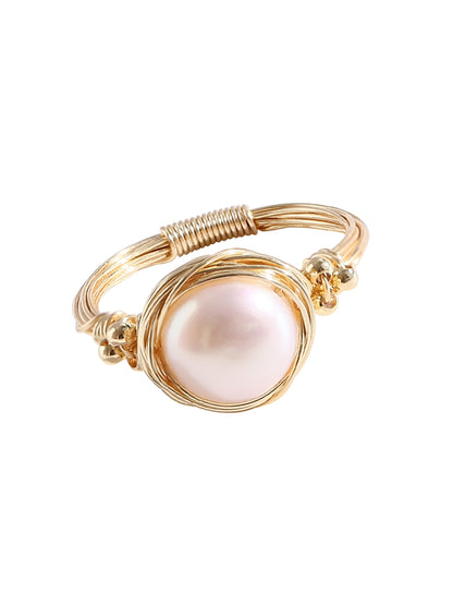 Fashionable Natural Pearl Winding Ring