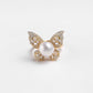 925 Silver Freshwater Pearl Butterfly Ring, Adjustable