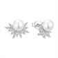 925 Sterling Silver Inlaid Zircon Natural Freshwater Pearl Earrings