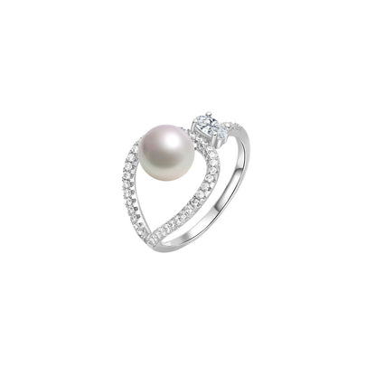 925 Sterling Silver Pearl Ring,#5-#9