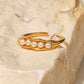 18K Gold-plated Stainless Steel Pea Pod Design Pearl Ring, Adjustable