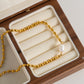 Oval Golden Peas Natural Freshwater Pearl Necklace Bracelet Jewelry Set