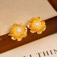 French Retro Palace Style Three-dimensional Flower Pearl Earrings