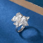 French Retro 925 Silver Flower Inlaid Freshwater Pearl Ring,Adjustable