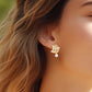 Personalized Beaded Platinum-plated Champagne Gold Earrings