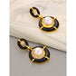 Palace Style Disc Inlaid Pearl Zircon Earrings