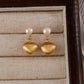 French Retro Natural Freshwater Pearl Brushed Love Earrings