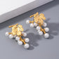 925 Silver Needle Copper Plated Real Gold Pearl Grape Earrings