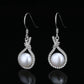 925 Sterling Silver Inlaid Zircon Pearl Earrings