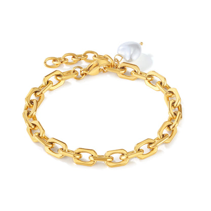 Personalized Simple Pearl Bracelet,17cm+30cm,Gold&Siver