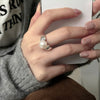 925 Sterling Silver Pearl Inlaid Ring,Adjustable