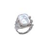 Bague perle carrée baroque, réglable